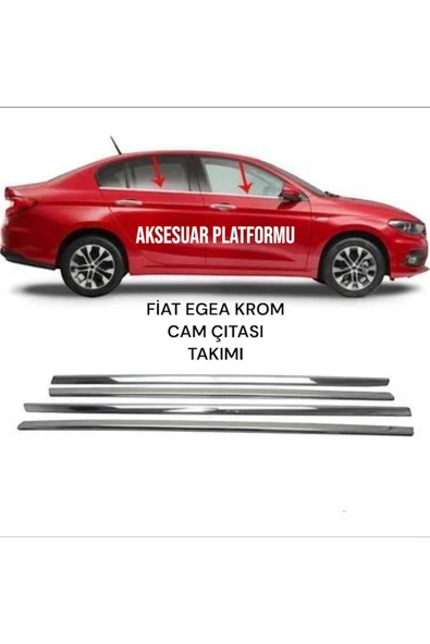 FİAT EGEA A KALİTE PASLANMAZ ÇELİK KROM CAM ÇITASI TAKIMI 4 PRÇ ürün görseli 1
