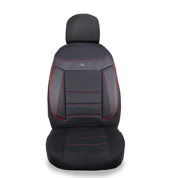 Citroen C2 Araçlara Uyumlu Oto Koltuk Kılıfı Seti - Venüs Serisi Siyah/Kırmızı - 3