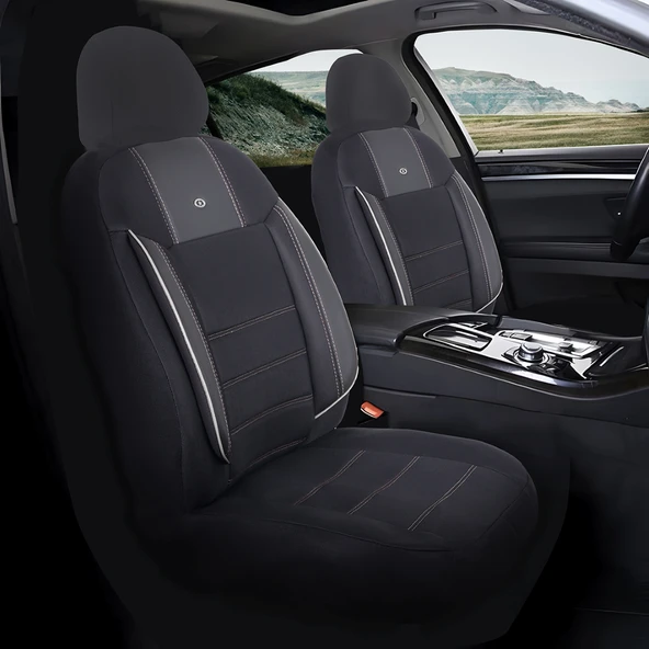 Opel Vectra B Araçlara Uyumlu Oto Koltuk Kılıfı Seti - Violet Serisi Siyah/Beyaz