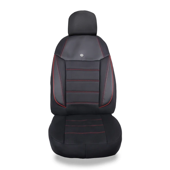 Fiat Palio Araçlara Uyumlu Oto Koltuk Kılıfı Seti - Yıldız Serisi Siyah/Kırmızı - 3