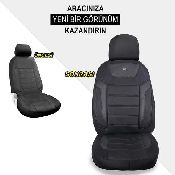 Chevrolet Cruze Araçlara Uyumlu Oto Koltuk Kılıfı Seti - Primier Serisi - Siyah - 4