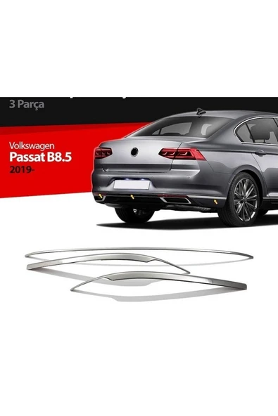 Volkswagen Passat B-8,5 2019 Ve Üzeri Krom Arka Tampon Çıtası 3 Parça Paslanmaz Çelik
