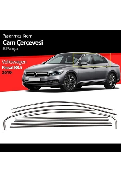 Vw Passat B8.5 Krom Cam Çerçeve 8 Parça 2019 Ve Üzeri A+kalite ürün görseli 1