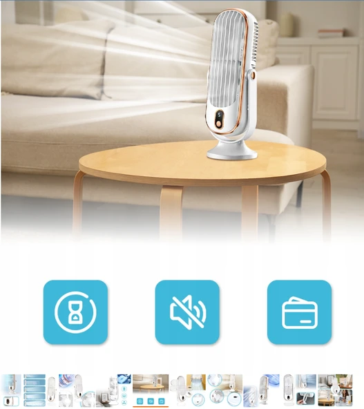 QASUL 720 Derece Döndürülebilir Kanatsız Kule Fanı 5 Modlu Salınımlı Sessiz Fan Yatak Odası Ofis Beyazı İçin - 3