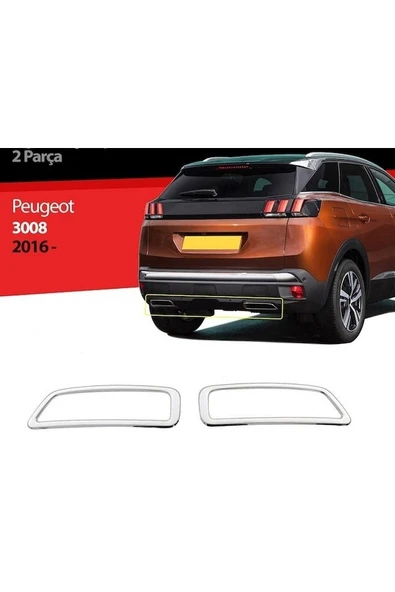 Peugeot 3008 2016 Ve Üzeri Krom Egzoz Çerçevesi 2 Parça Paslanmaz Çelik