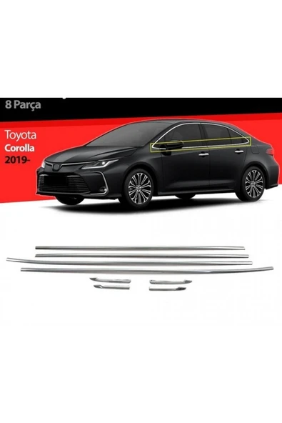 Toyota Corolla 2019 Ve Üzeri Krom Cam Çıtası 8 Parça Paslanmaz Çelik