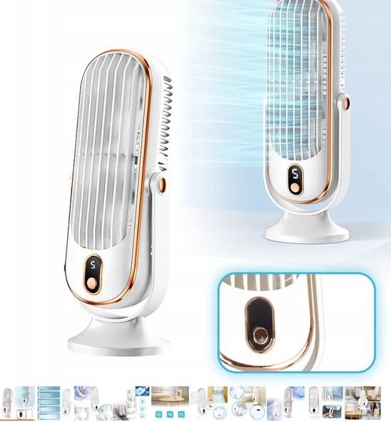 QASUL 720 Derece Döndürülebilir Kanatsız Kule Fanı 5 Modlu Salınımlı Sessiz Fan Yatak Odası Ofis Beyazı İçin