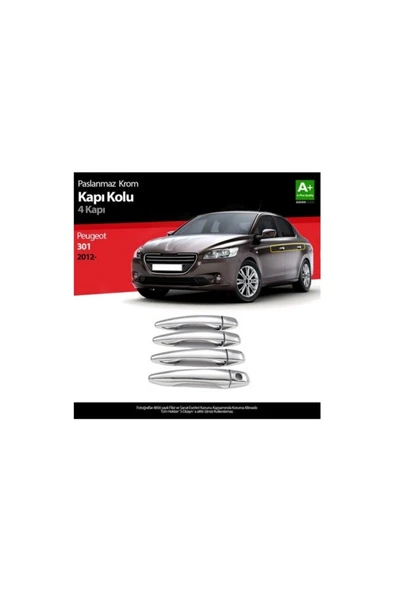 PEUGEOT 301 2012 VE ÜZERİ MODELLER KROM KAPI KOLU 4 KAPI PASLANMAZ ÇELİK ürün görseli 1