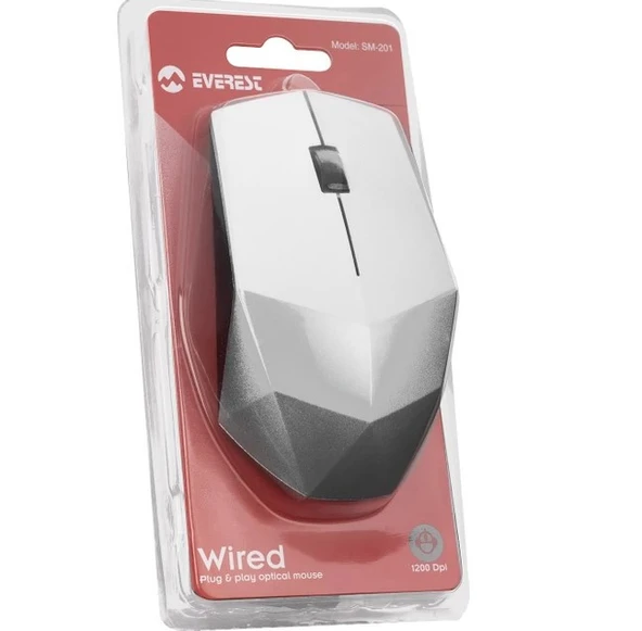 Everest SM-201 Usb Kablolu 1200 DPI Optik Mouse - 6