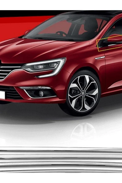 REANULT MEGANE-4 SEDAN 2016-2024 MODELLER ARASI KROM CAM ÇITASI 6 PARÇA PASLANMAZ ÇELİK ürün görseli 1