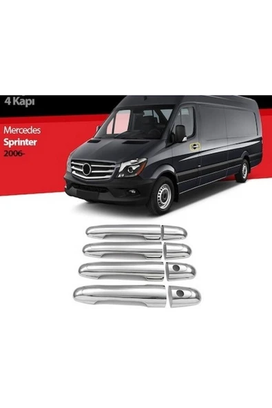 Mercedes Sprinter 2006-2017 Model Arası W-906 Krom Kapı Kolu 4 Kapı Paslanmaz Çelik ürün görseli 1
