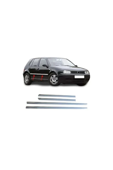 VW GOLF-4 1998-2004 MODEL ARASI KROM YAN KAPI ÇITASI 4 PARÇA PASLANMAZ ÇELİK - Resim 2