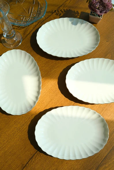 Kütahya Porselen Bone Luz Platin File Kayık Tabak 24x17cm BNLZF24KY220 4 lü - Resim 3