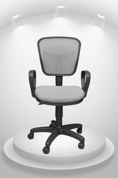 Porziyon Depar Plastik - Fileli Ofis Büro Öğrenci Çalışma Koltuğu - Sandalyesi Gri ürün görseli