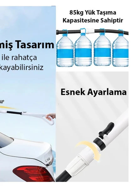 ALLY LS-443 Teleskopik Mikrofiber Araba Yıkama Fırçası Uzun Saplı Fırçası Oto Mopu - 2