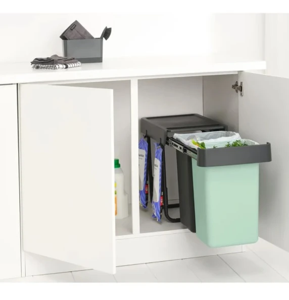 Brabantıa Sort&go Buılt–ın Dark Grey Çöp Kutusu 2x15l - Resim 4