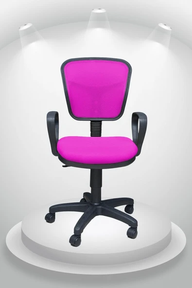 Porziyon Depar Plastik - Fileli Ofis Büro Öğrenci Çalışma Koltuğu - Sandalyesi Pembe - 1