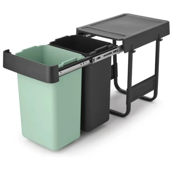 Brabantıa Sort&go Buılt–ın Dark Grey Çöp Kutusu 2x15l