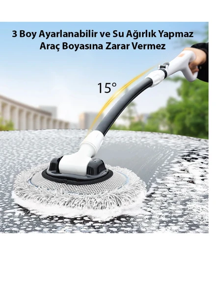 ALLY LS-443 Teleskopik Mikrofiber Araba Yıkama Fırçası Uzun Saplı Fırçası Oto Mopu