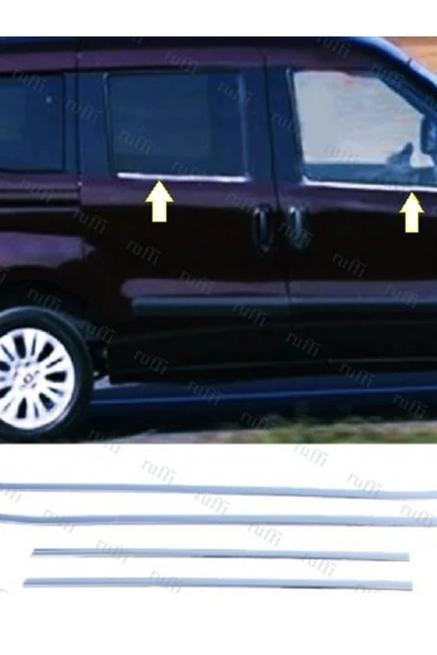 FİAT DOBLO 2010-2015 MODEL ARASI KROM CAM ÇITASI 4 PARÇA PASLANMAZ ÇELİK ürün görseli 1