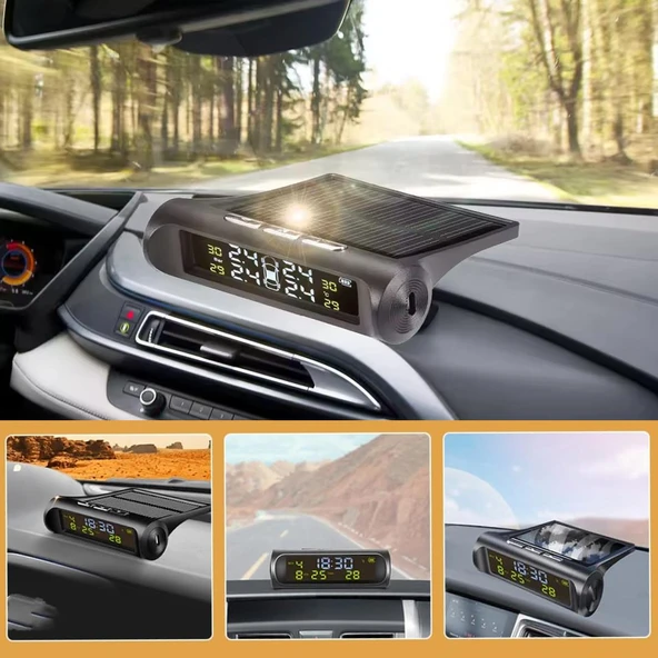 Ayt Powermaster PM-26964 Solar DC 5V Araç Lastik Basınç Ölçme İzleme Sistemi Oto Lastik Basınç Göstergesi - 2
