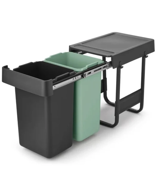 Brabantıa Sort&go Buılt–ın Dark Grey Çöp Kutusu 2x15l - Resim 2