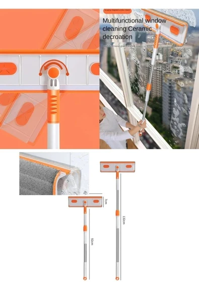 Cam Araba Silme Oynar Başlıklı Çift Taraflı Temizleme Aparatı - 3