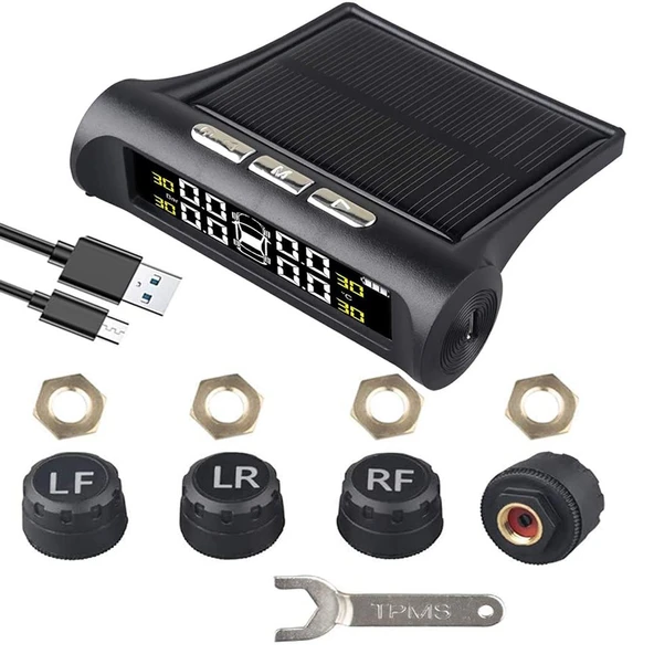 Ayt Powermaster PM-26964 Solar DC 5V Araç Lastik Basınç Ölçme İzleme Sistemi Oto Lastik Basınç Göstergesi - 3