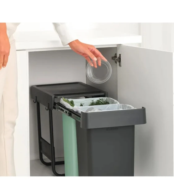 Brabantıa Sort&go Buılt–ın Dark Grey Çöp Kutusu 2x15l - Resim 5