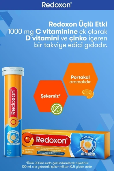 Üçlü Etki 15 Efervesan Tablet I 1000 Mg C Vitamini, D Vitamini Ve Çinko Içeren Takviye Edici - 2