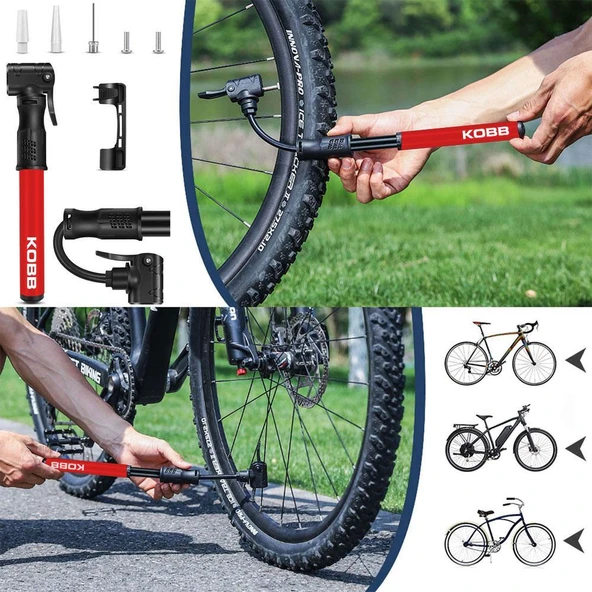 KOBB KB2203 87 PSI Bisiklet Lastik Şişirme Taşınabilir Mini El Pompası + Bisiklet Montaj Aparatı - 2
