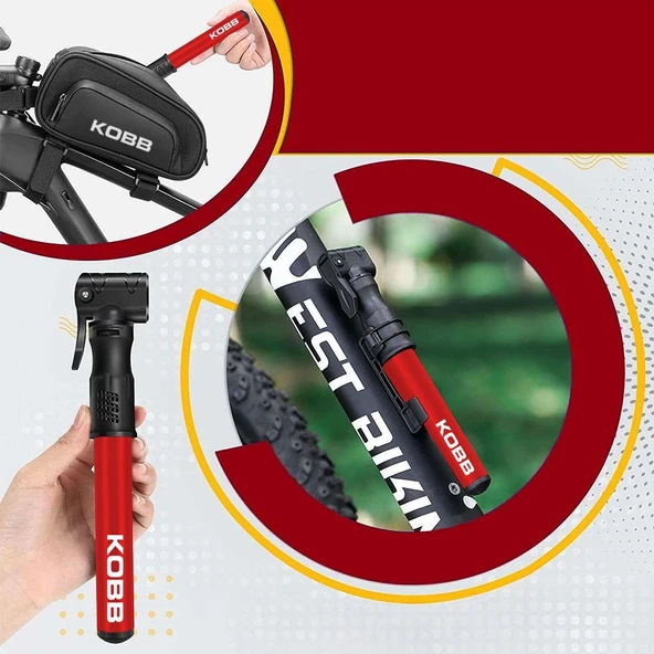 KOBB KB2203 87 PSI Bisiklet Lastik Şişirme Taşınabilir Mini El Pompası + Bisiklet Montaj Aparatı - 4