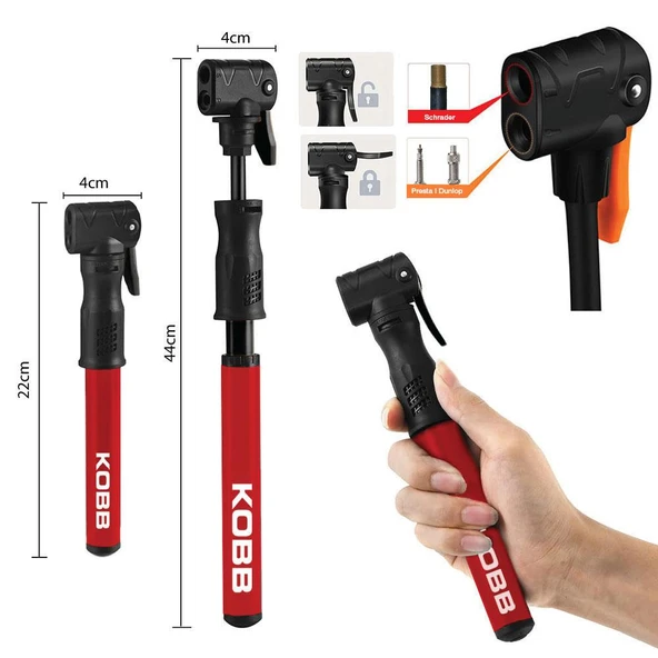 KOBB KB2203 87 PSI Bisiklet Lastik Şişirme Taşınabilir Mini El Pompası + Bisiklet Montaj Aparatı - 6
