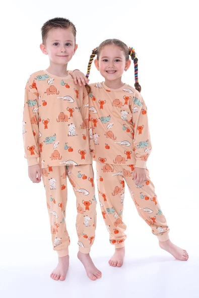 Sevimli Hayvanlar (Koala-Fil-Timsah) Unisex Yavruağzı Pijama Takımı - 5