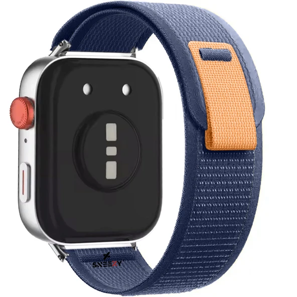 Huawei Watch Fit 3 İle Uyumlu Wander Trail Loop Nylon Hasır Kumaş Kordon  Lacivert - Resim 2