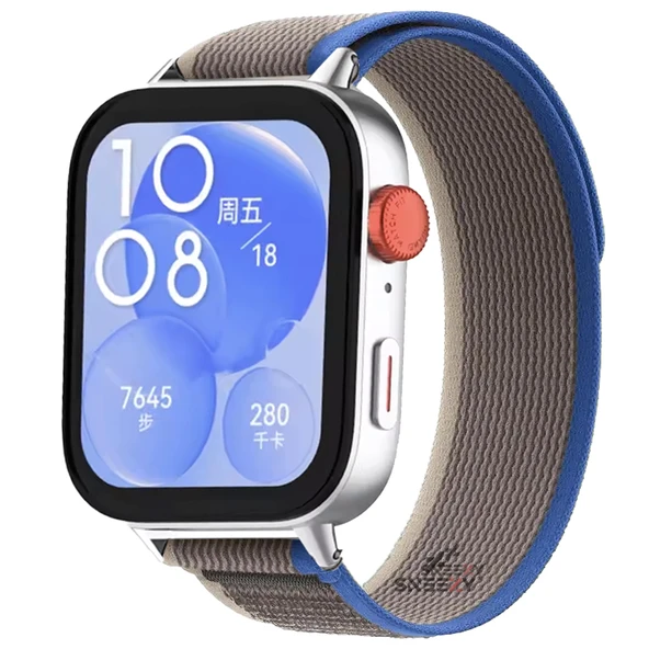 Huawei Watch Fit 3 İle Uyumlu Wander Trail Loop Nylon Hasır Kordon  Mavi