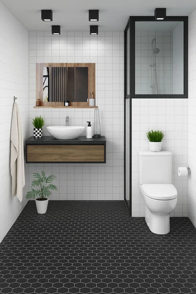 Yakut Stil 60x45 Atlantik Çam Raflı Banyo Aynası