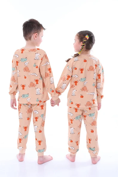 Sevimli Hayvanlar (Koala-Fil-Timsah) Unisex Yavruağzı Pijama Takımı - 7