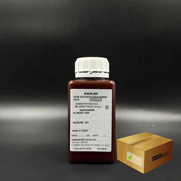 Su Numune Şişesi 500 ml Pp Tiyosülfatlı Steril Amber Renk/koli 72 Adet