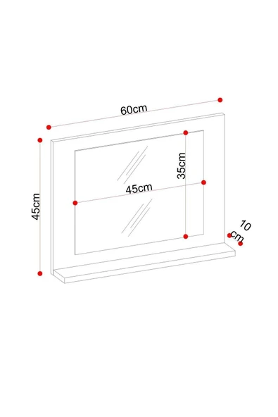 Yakut Stil 60x45 Siyah Raflı Banyo Aynası - 2