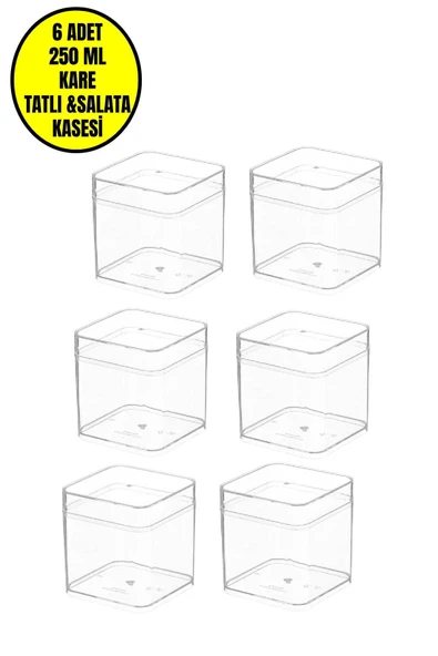 Kapaklı Plastik Kare Tatlı Kabı 250 cc - 2