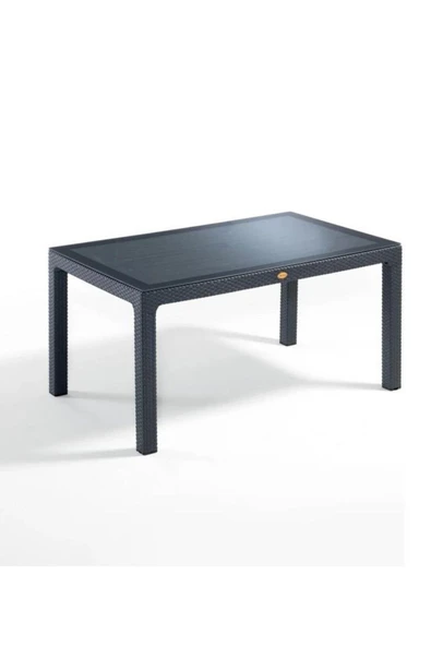ZİYNET HOME Rattan Masa 70x120 Sabit Camlı Masa - Bahçe balkon teras A Plus Orta Boy Masa - 2