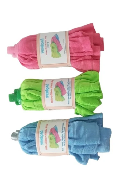Yeniçağ Mikrofiber Havlu Paspas Mop Ucu Ve Ahşap Saplı Takım - 4