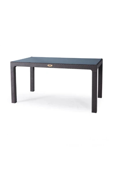 ZİYNET HOME Rattan Masa 90x150 Sabit Camlı Masa - Bahçe balkon teras A Plus Büyük Boy Large Masa - 7