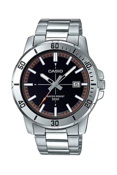 Casio Standart MTP-VD01D-1E2VUDF Çelik Kordon Siyah-Turuncu Erkek Kol Saati