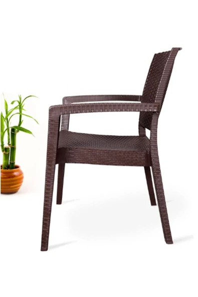 ZİYNET HOME Rattan Sandalye 4 Adet Rattan Victor Kollu Sandalye Koltuk 4'lü Set A plus - 3