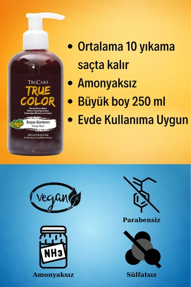 Truecolor Biber Kızılı Saç Boyası Seti Saç Açıcı ve Eldivenli - 2