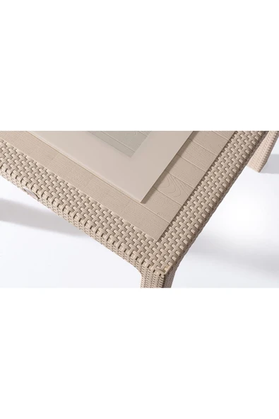 ZİYNET HOME 4 Kişilik 70x120 cm Rattan Masa Takımı Camlı  Kolsuz Sandalye Bahçe Teras Takımı Oturma Grubu - 11