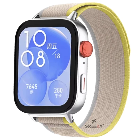 Huawei Watch Fit 3 İle Uyumlu Wander Trail Loop Nylon Hasır Kumaş Kordon  Sarı ürün görseli