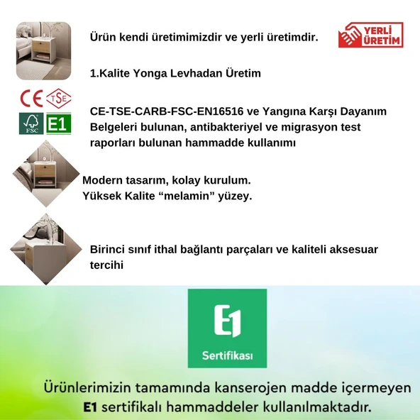 Rava Tek Çekmeceli Raflı Komodin Beyaz Safirmeşe - 5